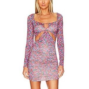 Revolve AFRM Corinne Cut out Dress in Red Ditsy M